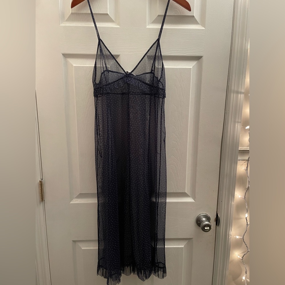 Zara Sheer Polka Dot Slip MIDI Dress